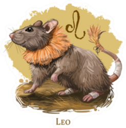 Leo Rat Illustration Of Astrological Sign Sticker