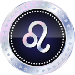 Leo Zodiac Sign In Silver Round Frame Sticker