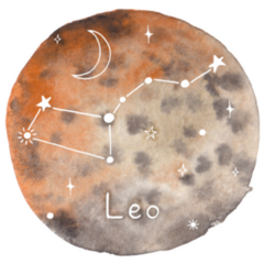 Leo Zodiac Sign Watercolor Moon Illustration Sticker