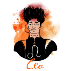 Leo Zodiac Watercolor Man Illustration Sticker