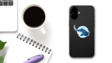 Leopard Shark Icon Sticker on a Phone (New) example