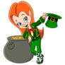 Leprechaun Girl With A Pot Of Gold Coins