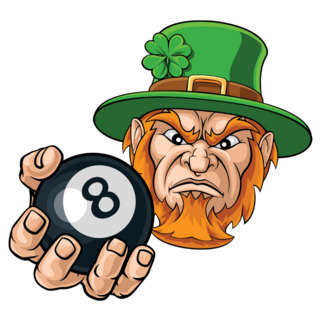 Leprechaun Holds 8 Ball Sticker 