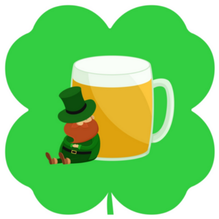 Leprechaun Sitting Against a Mug of Beer Sticker