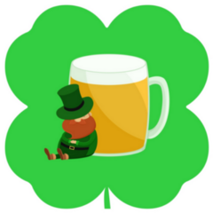 Leprechaun Sitting Against a Mug of Beer Sticker