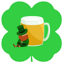 Leprechaun Sitting Against a Mug of Beer Sticker