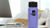 Leprechaun With Hat, Pipe, And Clover Sticker on a Water Bottle (New) example
