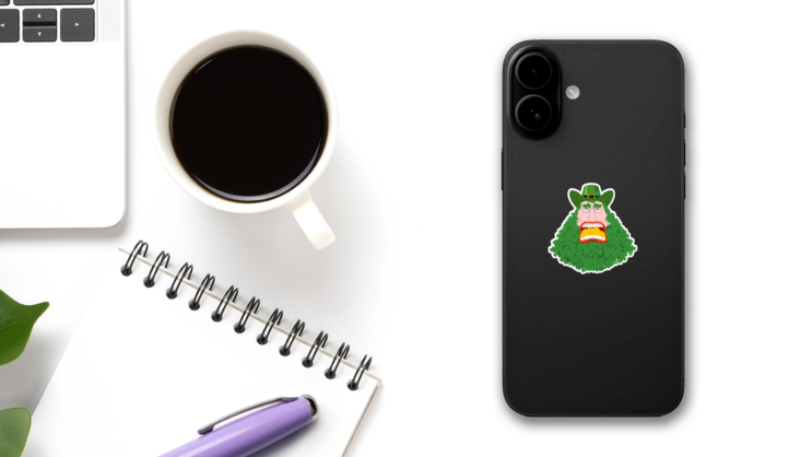 Leprechaun with Shamrock Beard Sticker on a Phone (New) example