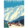 Les Alpes Switzerland Travel Poster Sticker