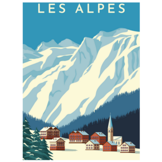 Les Alpes Switzerland Travel Poster Sticker