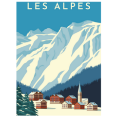 Les Alpes Switzerland Travel Poster Sticker