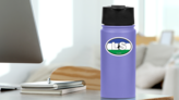 Lesotho Ls Flag Oval Sticker on a Water Bottle (New) example