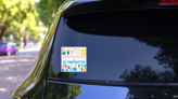 Less Plastic Is Fantastic Sticker on a Rear Car Window (New) example