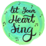 Let Your Heart Sing, Hand Drawn Music Lettering Sticker
