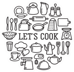 Lets Cook Icons Sticker