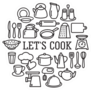 Lets Cook Icons Sticker