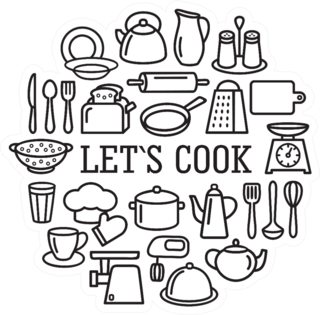 Lets Cook Icons Sticker