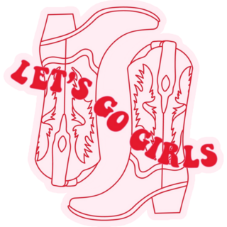 Lets Go Girls Pink Cowboy Boots Sticker