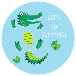 Lets Go Swimming Cute Alligator Sticker
