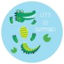 Lets Go Swimming Cute Alligator Sticker