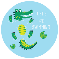 Lets Go Swimming Cute Alligator Sticker
