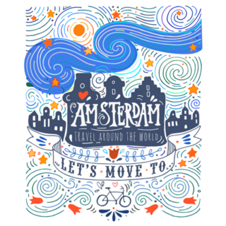 Lets Move To Amsterdam In Van Gogh Style Sticker