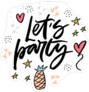 Lets Party Cartoon Sticker