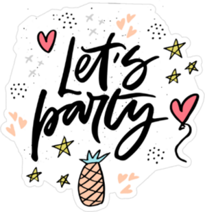 Lets Party Cartoon Sticker