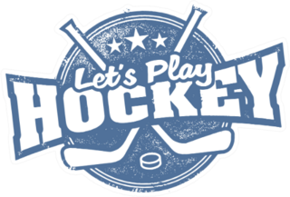 Lets Play Hockey Sport Stamp In Blue Sticker
