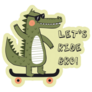 Lets Ride Bro Cute Skater Alligator Sticker