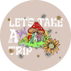 Lets Take A Trip Lettering Hippie Mushrooms Cool Sticker
