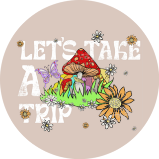 Lets Take A Trip Lettering Hippie Mushrooms Cool Sticker