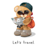 Lets Travel Slogan With Cute Bear Sticker