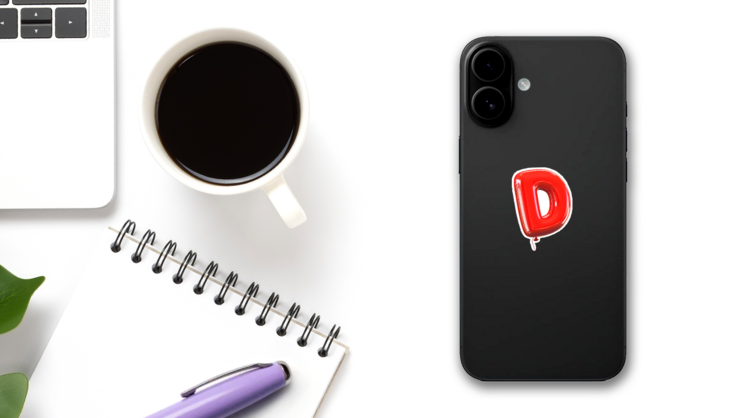 Letter D Balloon Font Sticker on a Phone (New) example