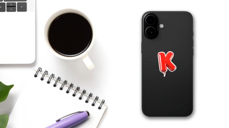 Letter K Balloon Font Sticker on a Phone (New) example