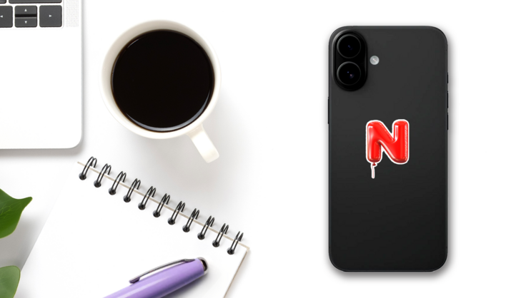 Letter N Balloon Font Sticker on a Phone (New) example