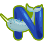 Letter N Narwhal On Green Sticker