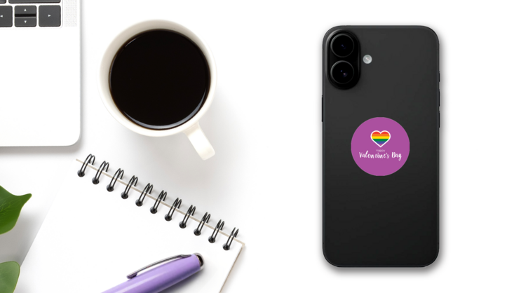 Lgbt Community Happy Valentines Day Sticker on a Phone (New) example