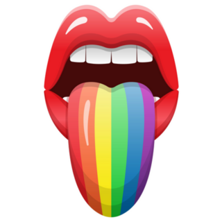 Lgbt Lips With Rainbow Color Tongue Sticker
