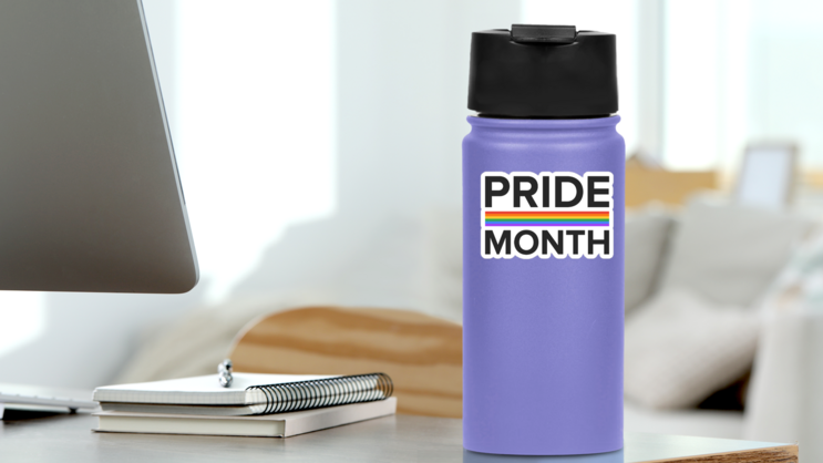 Lgbt Pride Month In June Sticker on a Water Bottle (New) example