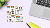 Lgbtq Collection Sticker Sheet on a Desk (New) example