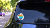 Lgbtq Friendly Sticker on a Rear Car Window (New) example