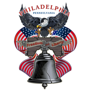 Liberty Bell In Philadelphia, Pennsylvania American Flag Eagle Sticker