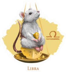 Libra Creative Illustration Of Astrological Sign Rat Sticker