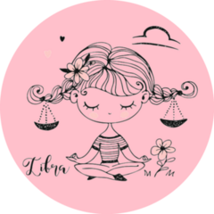 Libra Girl Meditating Flowers Zodiac Sticker