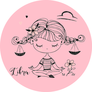 Libra Girl Meditating Flowers Zodiac Sticker