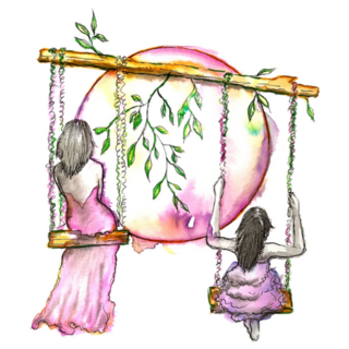 Libra Horoscope Two Women On A Swing Sticker