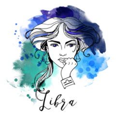 Libra Multi-colored Zodiac Watercolor Sticker