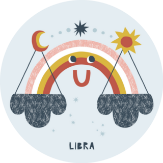 Libra Zodiac Cartoon Rainbow Illustration Sticker