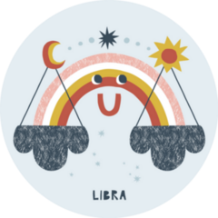Libra Zodiac Cartoon Rainbow Illustration Sticker
